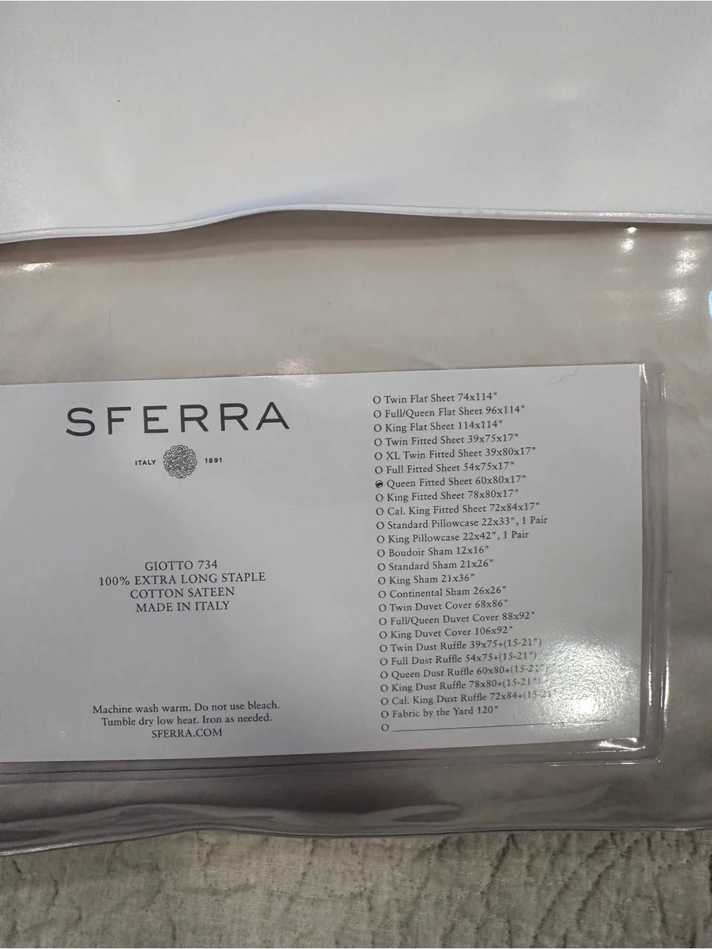 SFERRA GIOTTO QUEEN SHEET SET in BONE.